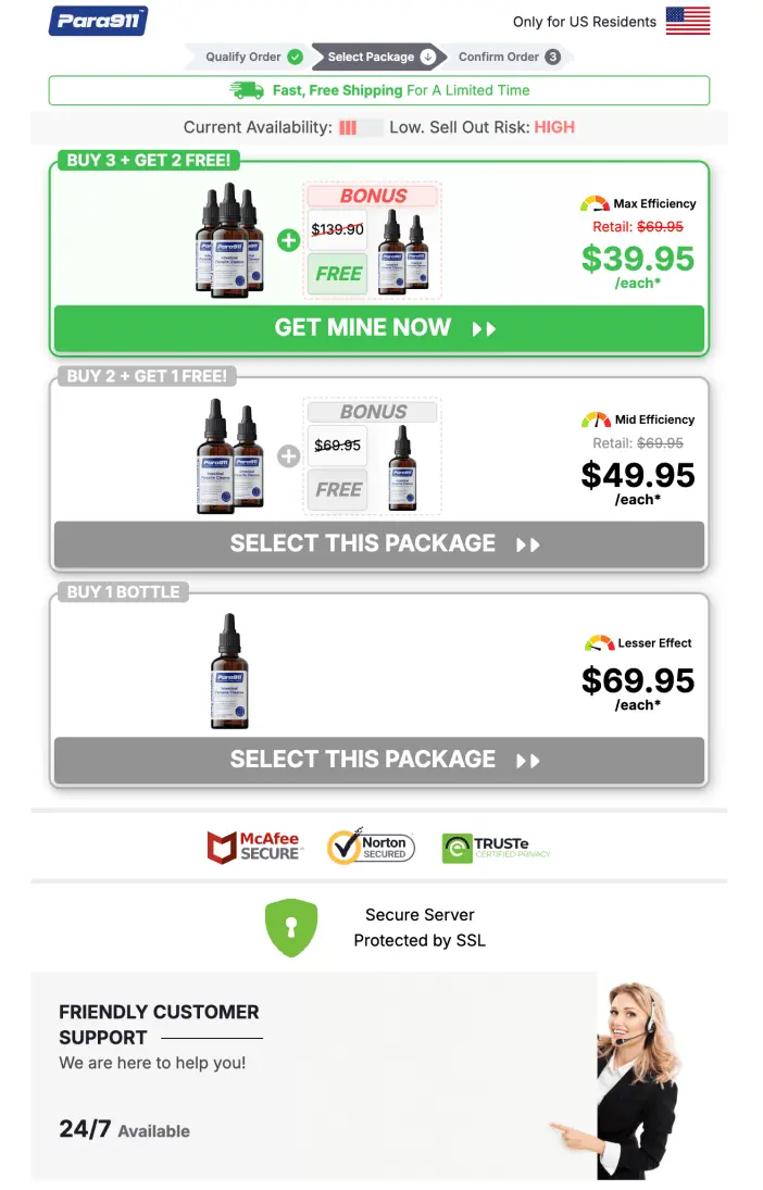 Para911 parasites cleanse drops checkout page